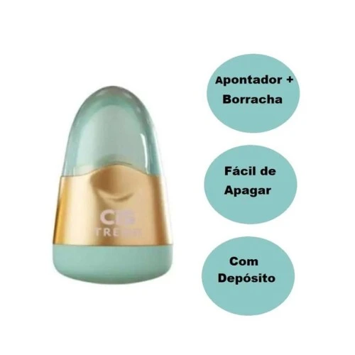 Apontador com Borracha Cis Trend com Depósito Verde/Dourado Apontador com Borracha Cis Trend com Depósito Verde/Dourado
