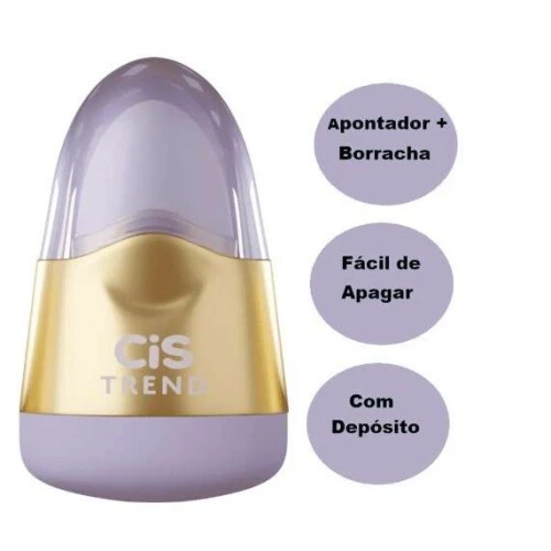 Apontador com Borracha Cis Trend com Depósito Roxo/Dourado Apontador com Borracha Cis Trend com Depósito Roxo/Dourado