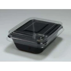 Bandeja Forneável com Tampa Preta 500ml Pacote Com 10 - Galvanotek