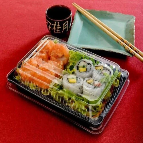 Bandeja Plastica Sushi pacote com 10 preta - Galvanotek