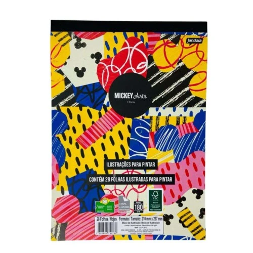 Bloco Escolar Criativo para Colorir Mickey Arts - Jandaia Bloco Escolar Criativo para Colorir Mickey Arts - Jandaia