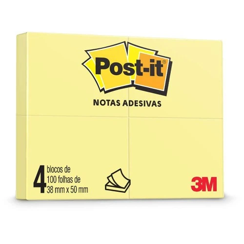 Bloco Post It 4X100 Amarelo 3M Bloco Post It 4X100 Amarelo 3M