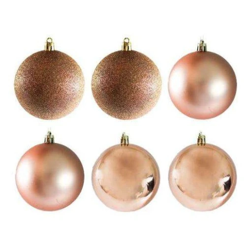 Bola Decorativa Natal 8cm c/6 Champanhe - Rio Master