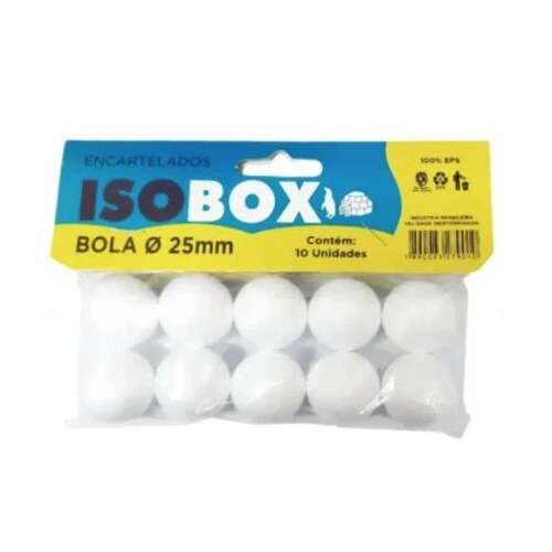 Bola de Isopor 25mm Maçica com 10 unidades -Isobox