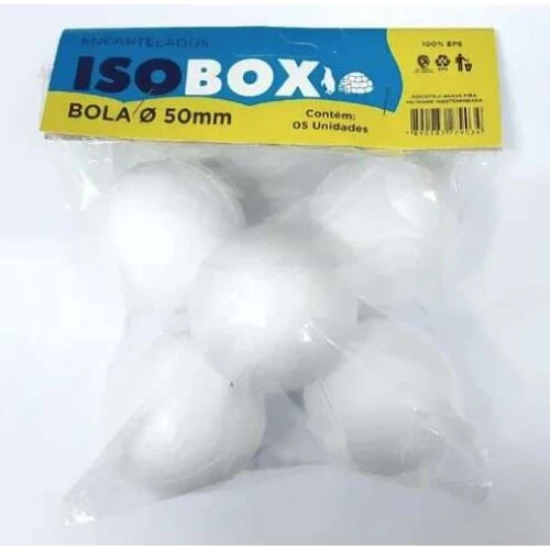 Bola de Isopor 50mm Maçica com 5 unidades -Isobox