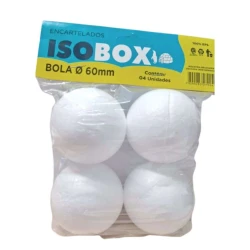 Bola de Isopor 60mm Bipartida com 4 unidade -Isobox