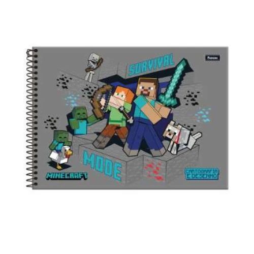 Caderno Desenho Minecraft 80 Folhas - Foroni