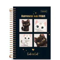 Caderno Espiral Cute Cat 80 Folhas - Cadersil