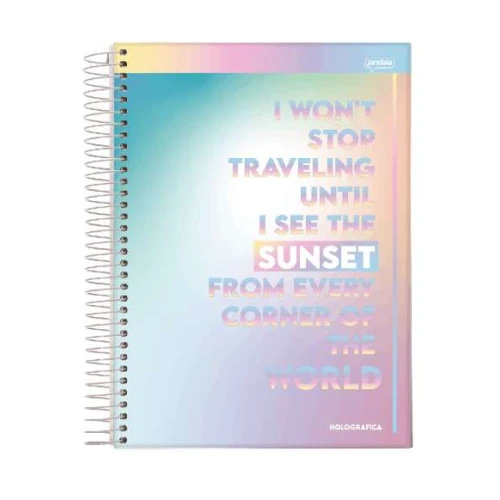 Caderno Espiral Holográfica 1 matéria 80 Folhas - Jandaia