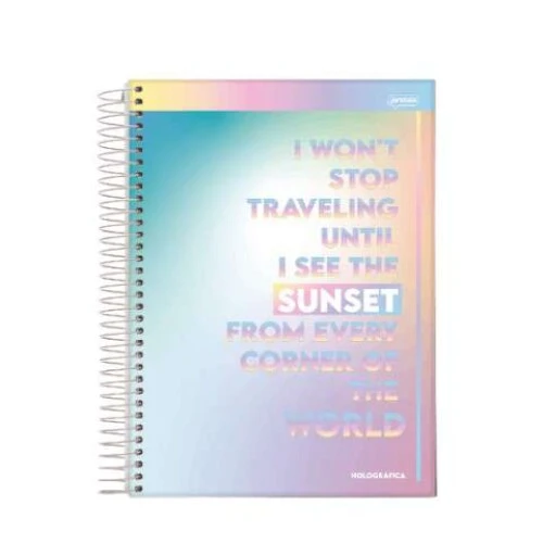 Caderno Espiral Holográfica 1 matéria 80 Folhas - Jandaia