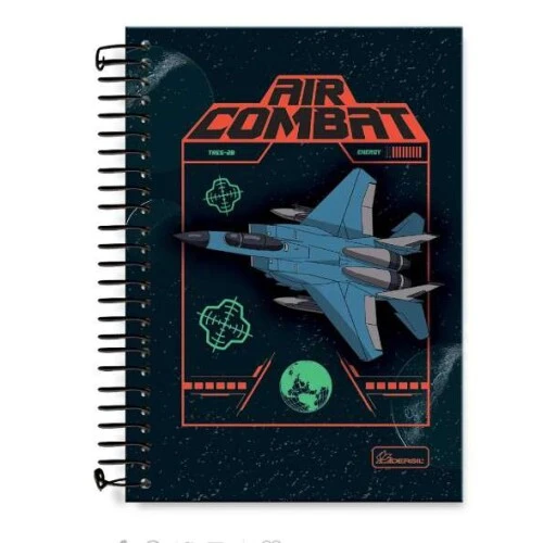 Caderno Espiral Air Combat 80 Folhas - Cadersil Caderno Espiral Air Combat 80 Folhas - Cadersil