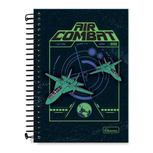 Caderno Espiral Air Combat 80 Folhas - Cadersil Caderno Espiral Air Combat 80 Folhas - Cadersil