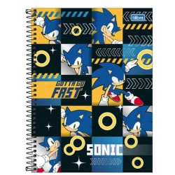 Caderno Universitário 1 Matéria Sonic 80 Folhas Tilibra