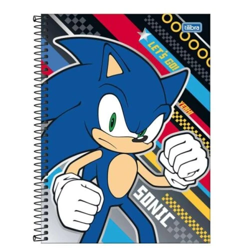 Caderno Universitário 1 Matéria Sonic 80 Folhas Tilibra