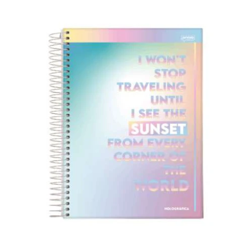 Caderno Universitário 10 Matérias Holográfica 160 Folhas - Jandaia