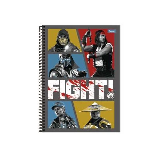 Caderno Universitário 15 matérias Mortal Kombat 240 Folhas  Foroni