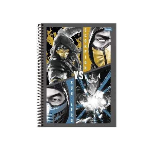 Caderno Universitário 15 matérias Mortal Kombat 240 Folhas  Foroni