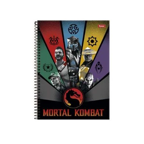 Caderno Universitário 15 matérias Mortal Kombat 240 Folhas  Foroni