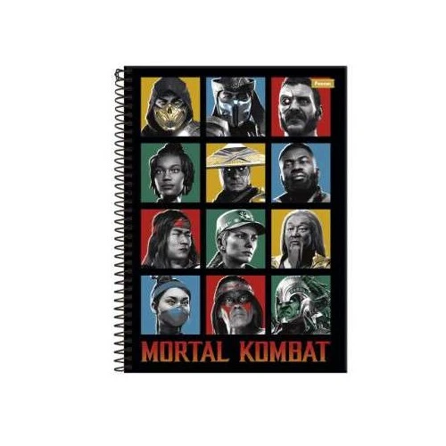 Caderno Universitário 15 matérias Mortal Kombat 240 Folhas  Foroni