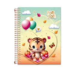 Caderno Universitário 1M Pompom Bichinhos 80 Folhas - Cadersil