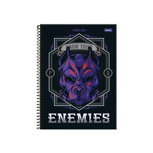 Caderno Universitário 15 matérias Power Dog 240 Folhas  Foroni