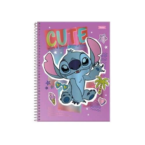 Caderno Universitário Stitch 1 matéria 80 Folhas - Foroni