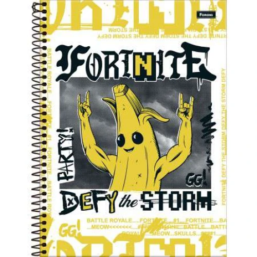 Caderno Universitário 15 matérias Fortnite 240 Folhas  Foroni