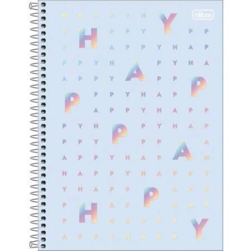 Caderno Universitário Happy 16 Materias 256 Folhas - Tilibra