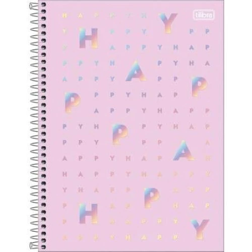 Caderno Universitário Happy 16 Materias 256 Folhas - Tilibra