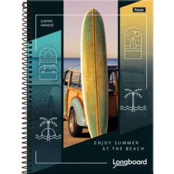 Caderno Universitário 10 matéria Longboard 160 Folhas  Foroni
