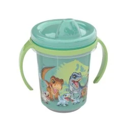 Caneca Plástica Dinossouro Baby Com Tampa e Bico Verde  - Plasútil
