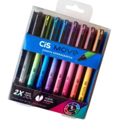Caneta Esferografica Move 0.7MM Jogo com 8 peças - Cis