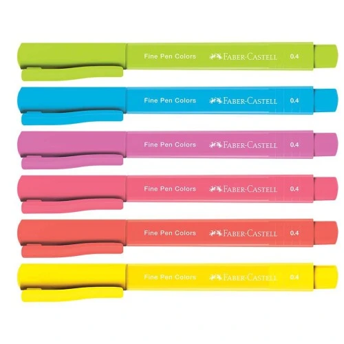 Caneta Fine Pen Colors Tropical - Estojo c/6 unidades - Faber Castell
