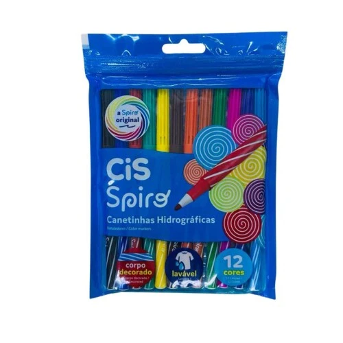 Caneta Hidrocor Spiro 12 cores Regular  Cis