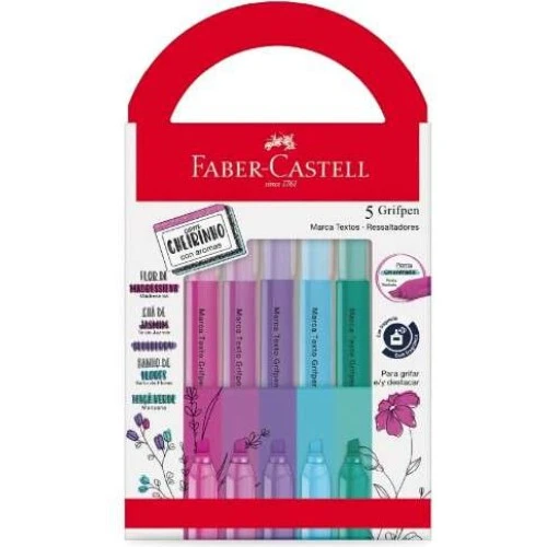 Caneta Marca Texto Faber-Castell Cheirinho com 5 Cores
