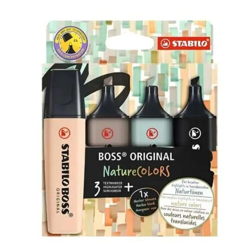 Caneta Marca Texto Kit c/ 4 Nature Colors - Stabilo BOSS Caneta Marca Texto Kit c/ 4 Nature Colors - Stabilo BOSS