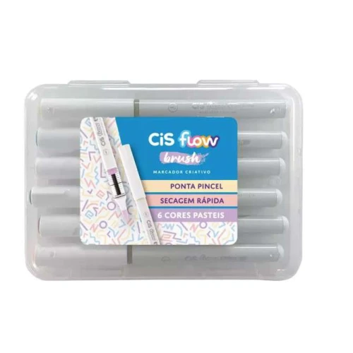 Caneta Marcador Criativo Flow Brush Cis- 6 Cores Pastéis