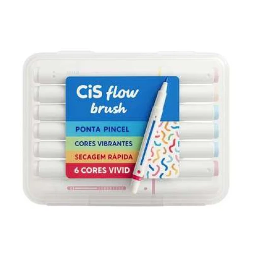 Caneta Marcador Criativo Flow Brush Vivid CIS - 6 cores