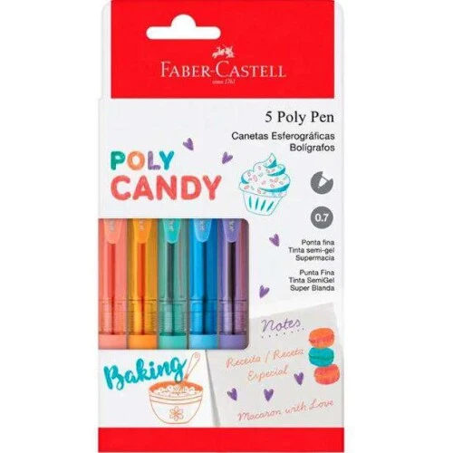 Caneta Poly Candy Estojo com 5 unidades - Faber Castell Caneta Poly Candy Estojo com 5 unidades - Faber Castell