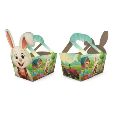 Cesta de Páscoa Coelho Fazendeiro 20x12x24 cm - Da Cruz