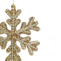 Enfeite Decorativo de Natal Floco de Neve Dourado  15cm  1 Unidade Cromus