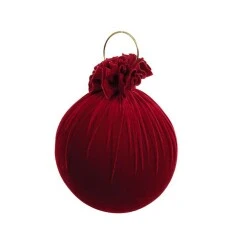 Enfeite de Natal Bola Decorativa Cromus 30cm  Vermelha com Tecido e Gancho  1 Unidade
