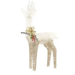 Enfeite de Natal Rena Decorativa com Led Branco 90cm Cromus