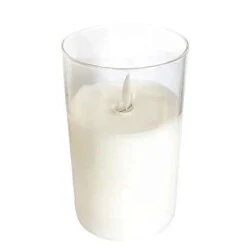 Enfeite de Natal Vela Eletrônica de Vidro Cromus  15cm com Luz LED  1 Unidade