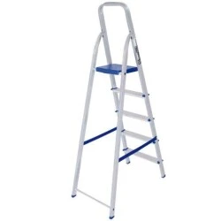 Escada de Alumínio MOR 5 Degraus Dobrável  Leve, Segura e Resistente | Ref. 5103