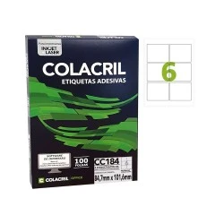 Etiqueta Laser Contém 6 Etiquetas por Folha CC184 - Caixa com 100 Folhas