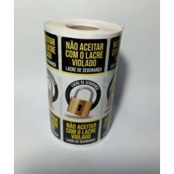 Etiqueta Papel Lacre Seguranca Cadeado Preto 500 unidades - Pellin