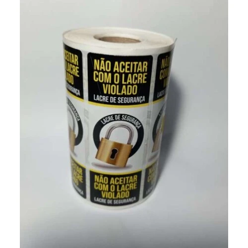 Etiqueta Papel Lacre Seguranca Cadeado Preto 500 unidades - Pellin