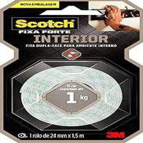 Fita Espumada 3M Dupla Face Fixa Forte Adesiva 24mm x 1,5m - 1Kg