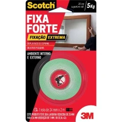 Fita Espumada 3M Dupla Face Fixa Forte Adesiva 24mm x 2m - 5Kg
